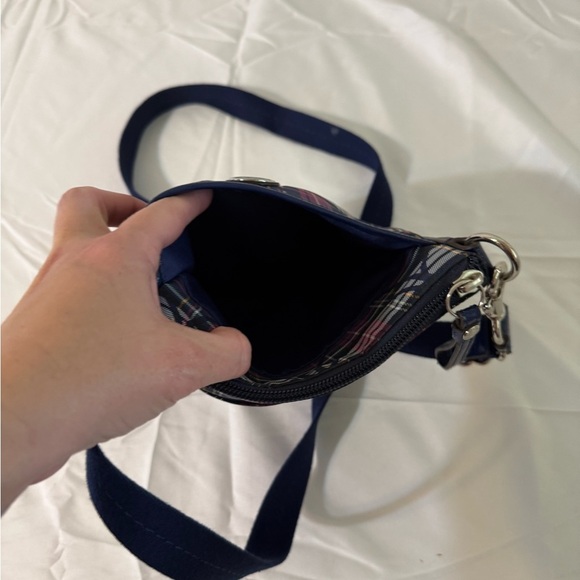 Plaid Crossbody Bag - Navy and Pink - Picture 4 of 5